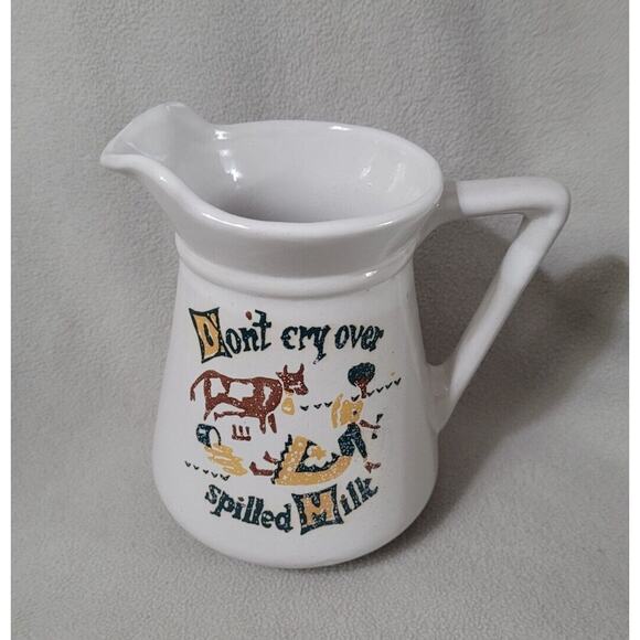 Western Stoneware Monmouth Pottery Don't Cry Over Spilled Milk Pitcher Farm Hous - Picture 3 of 11